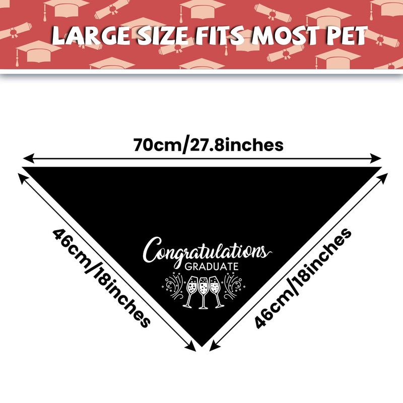 Whaline 2 Pack Graduation Dog Bandana Reversible Doggy Graduation Cap Triangle Bibs Adjustable Pet Kerchief Scarf Outfit Costume Washable Neckerchief for Dog Cat Everyday Wear Party Accessories - Image 2